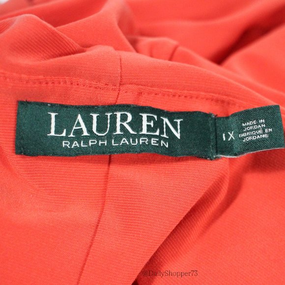 Lauren Ralph Lauren Women's Vermilion Orange Handkerchief Hem Skater Dress - Picture 4 of 5